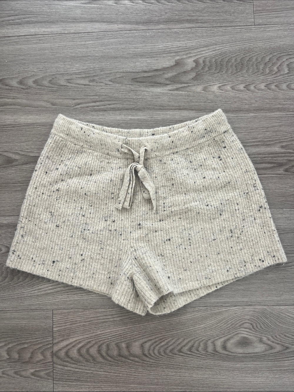 UpWest Speckled Cream Knit Drawstring Shorts